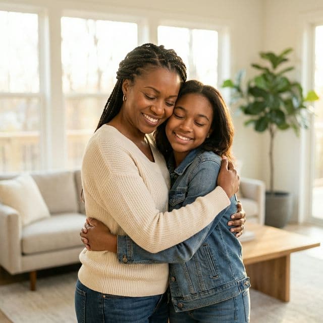 Happy parent and child